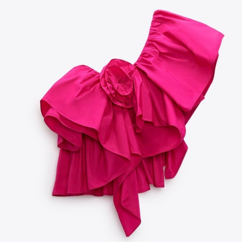 Zara Pink Ruffled Blouse - Picture 3 of 7